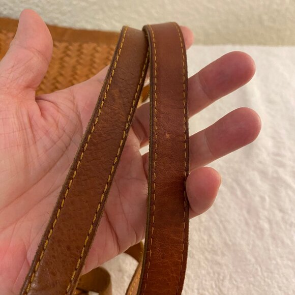 Madewell Woven Leather Transport Tote Bag Crossbody Burnished Caramel Size Med. - Picture 6 of 11